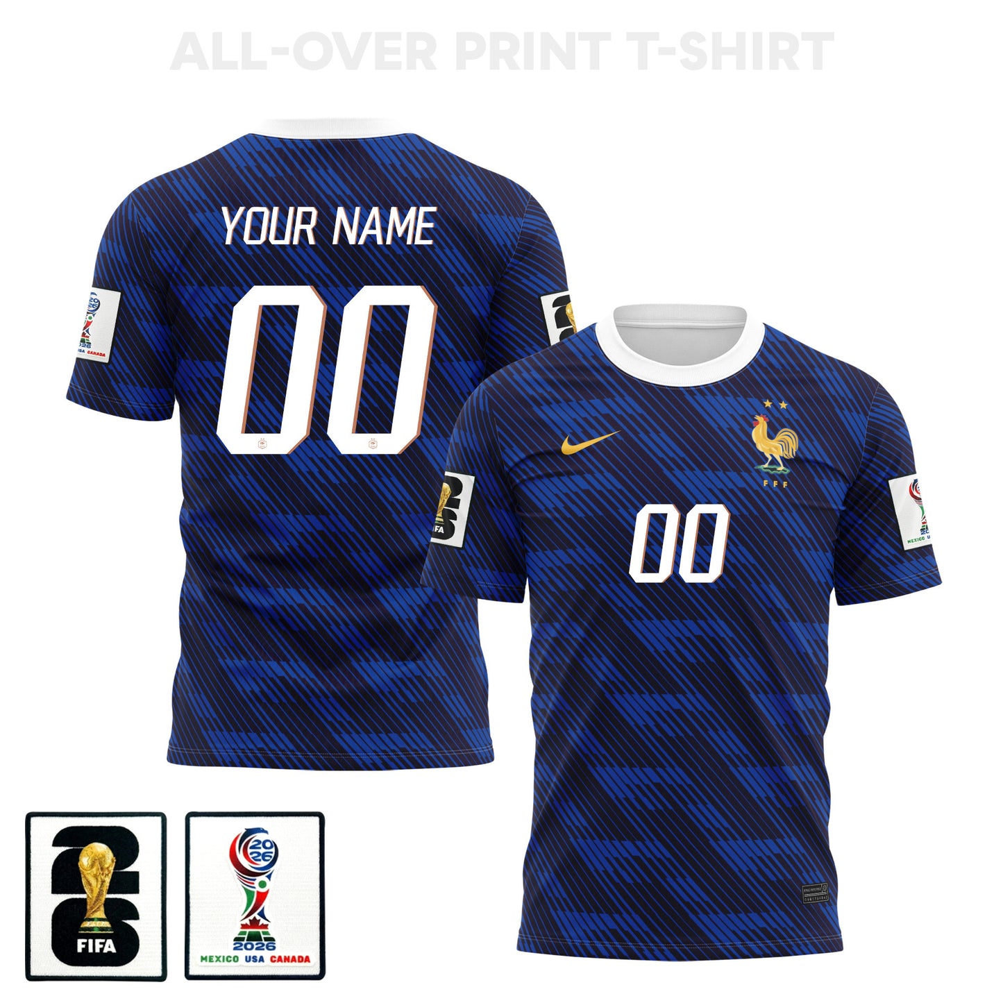 France 2026 Home 3D T-Shirt Fully Printed – Personalized – Unisex, Blue