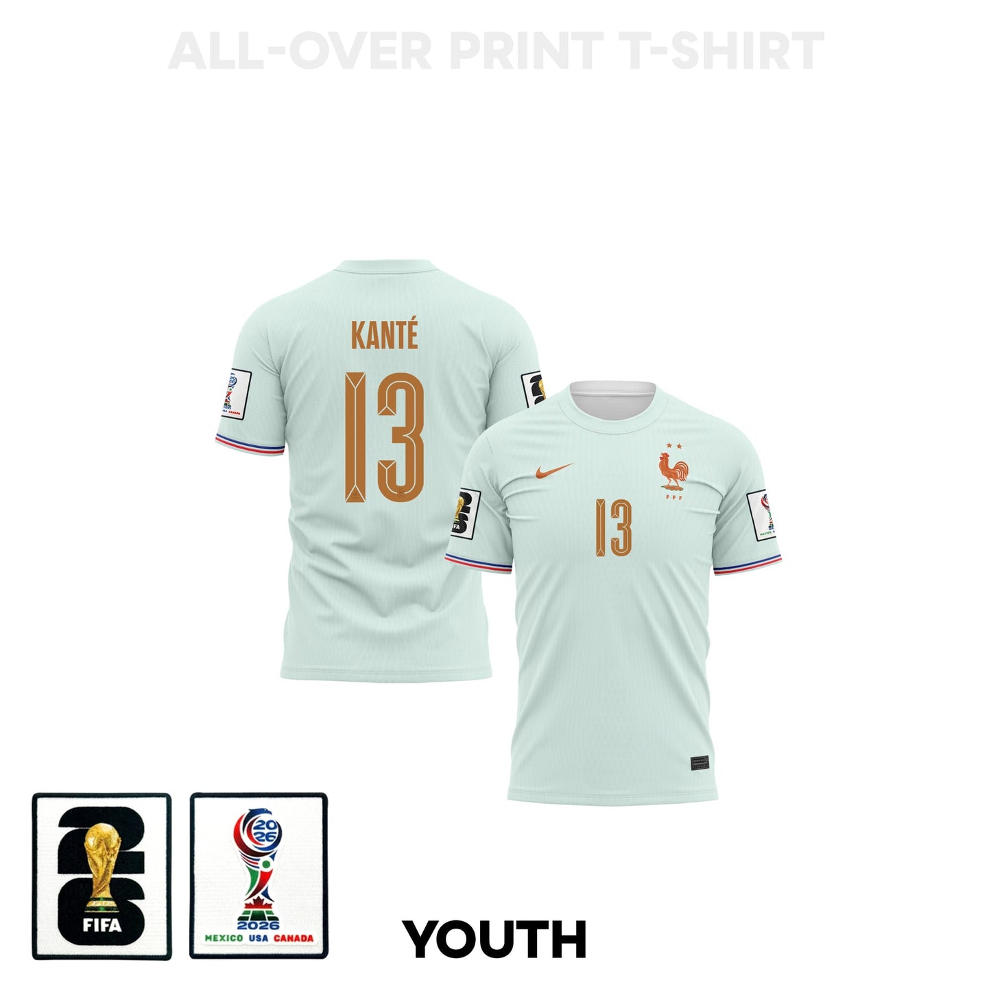 N'Golo Kanté 13 Youth France 2026 Away 3D T-shirt Fully Printed – Green