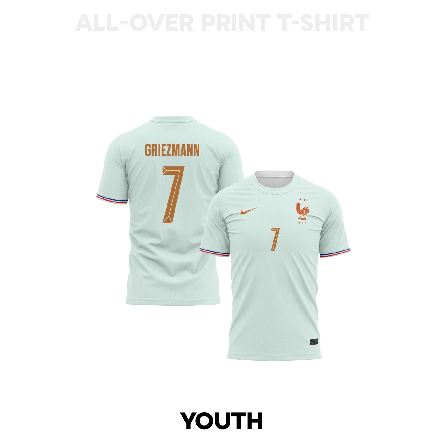 Antoine Griezmann 7 Youth France 2026 Away 3D T-shirt Fully Printed – Green
