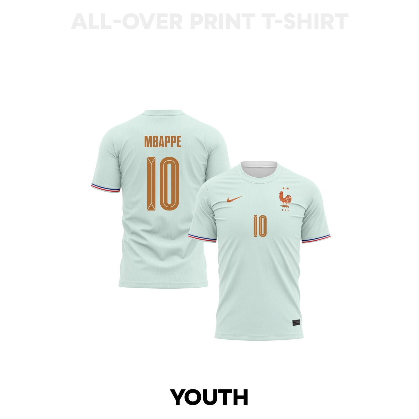 Kylian Mbappé 10 Youth France 2026 Away 3D T-shirt Fully Printed – Green