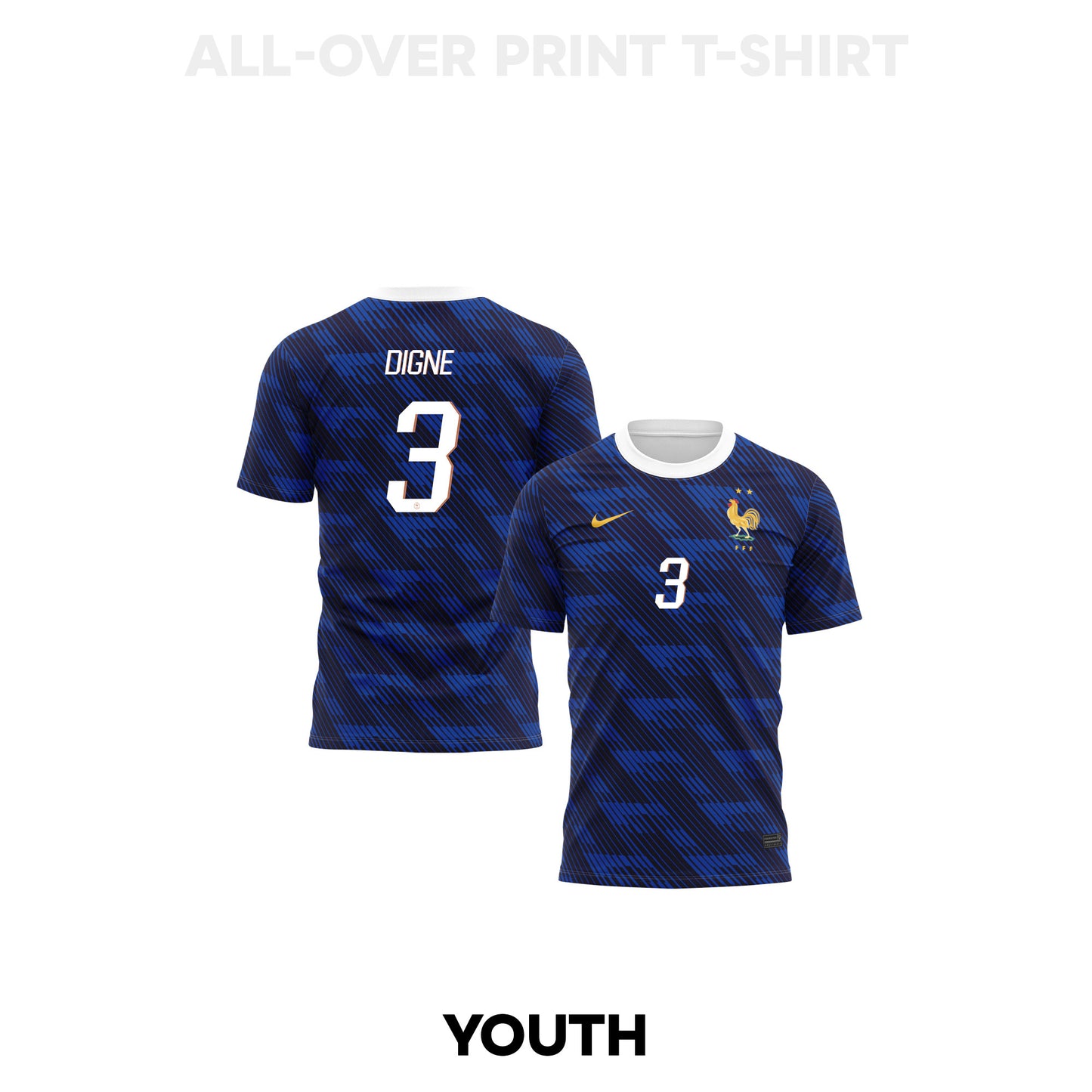 Lucas Digne 3 Youth France 2026 Home 3D T-shirt Fully Printed – Blue