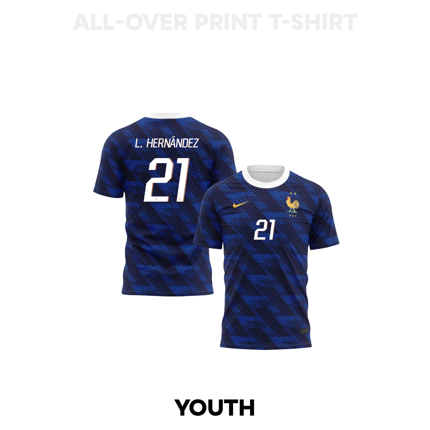 Lucas Hernández 21 Youth France 2026 Home 3D T-shirt Fully Printed – Blue