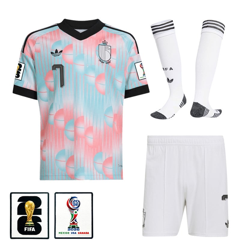 Kevin De Bruyne 7 Belgium 2026 Away Men Kit Set – Light Blue