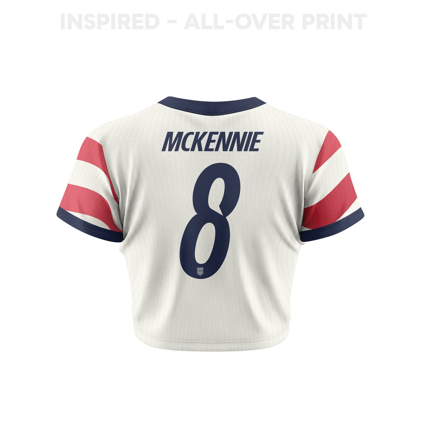 Weston McKennie 8 Women's USMNT 2026 Home All-Over Print Cropped Jersey