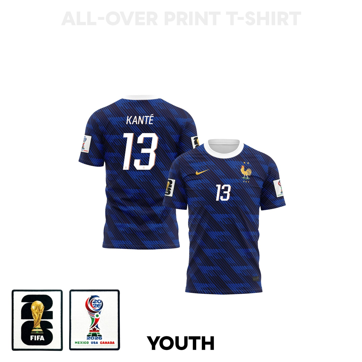 N'Golo Kanté 13 Youth France 2026 Home 3D T-shirt Fully Printed – Blue