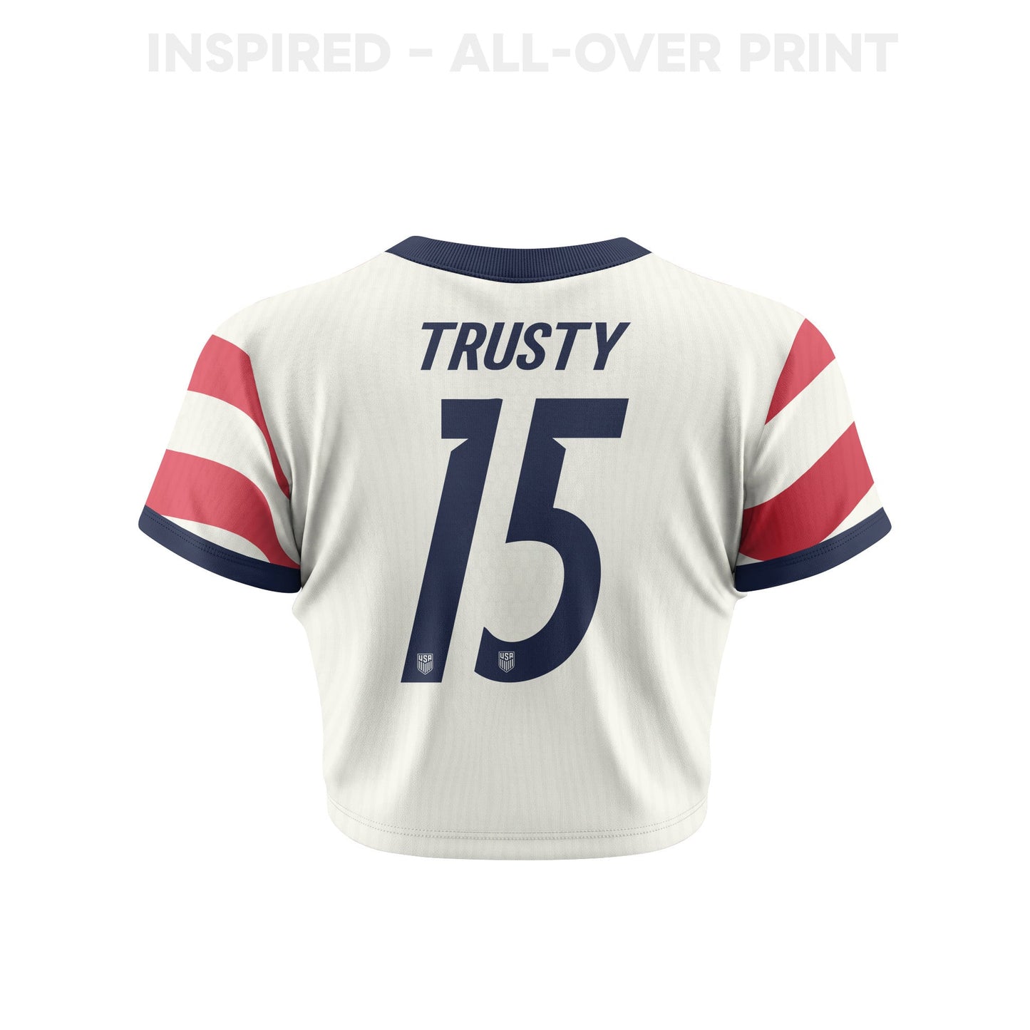 Auston Trusty 15 Women's USMNT 2026 Home All-Over Print Cropped Jersey