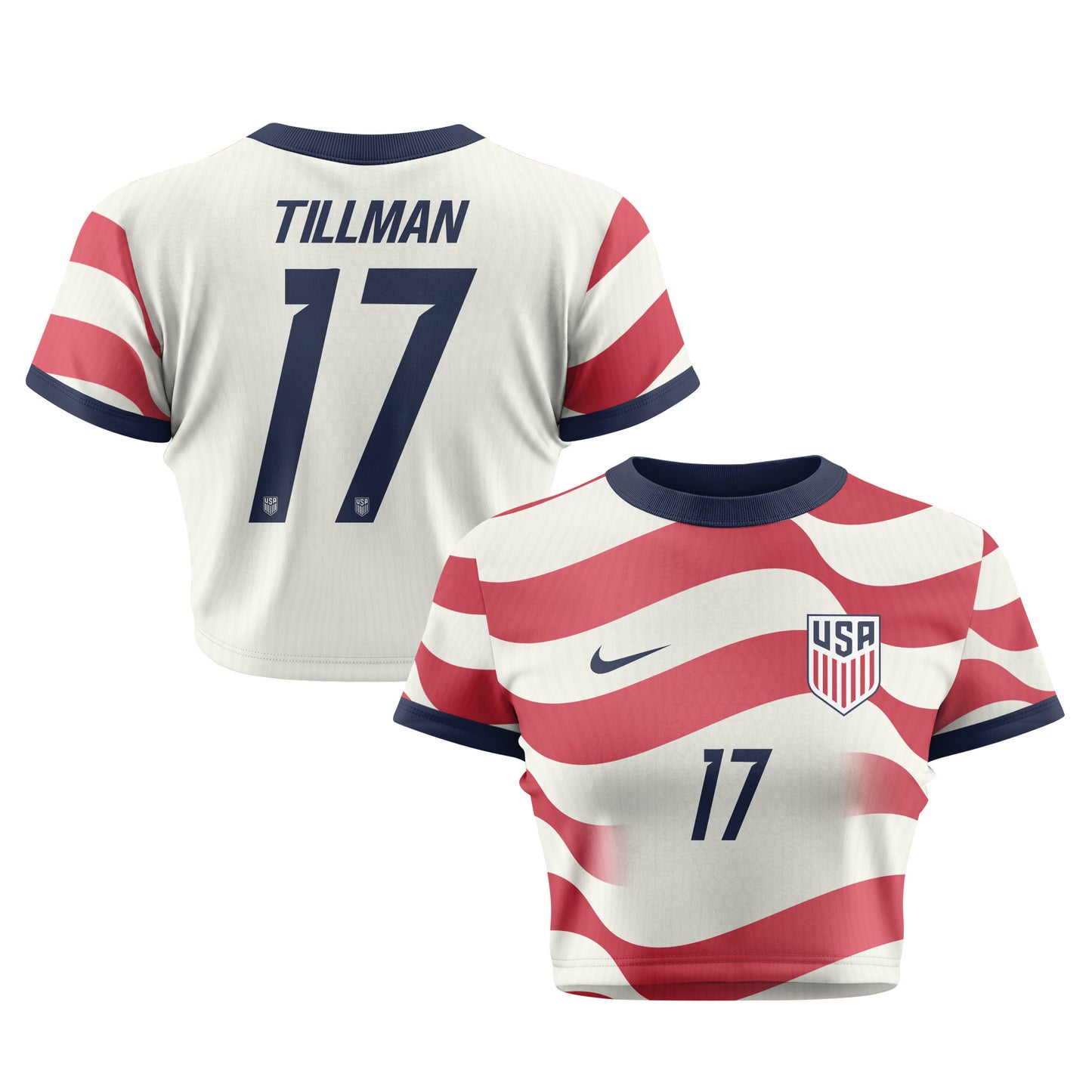 Malik Tillman 17 Women's USMNT 2026 Home All-Over Print Cropped Jersey