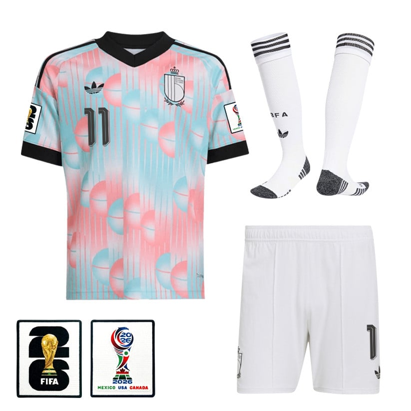 Jérémy Doku 11 Belgium 2026 Away Men Kit Set – Light Blue