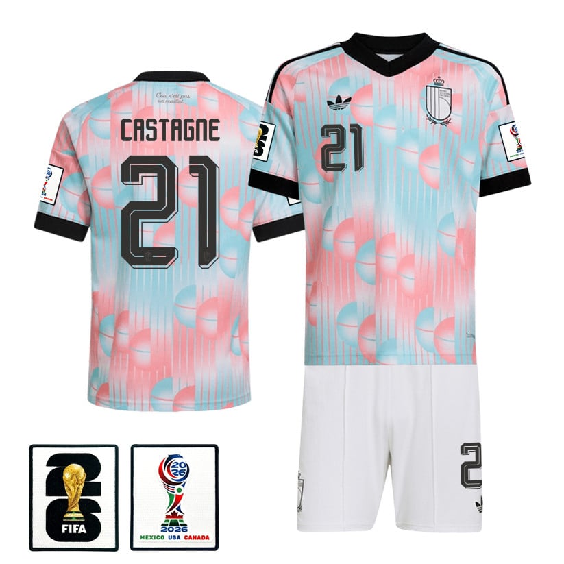 Thibaut Courtois 1 Belgium 2026 Away Men Jersey & Shorts Set – Light Blue