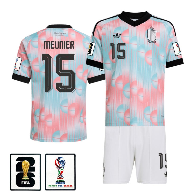 Thomas Meunier 15 Belgium 2026 Away Men Jersey & Shorts Set – Light Blue