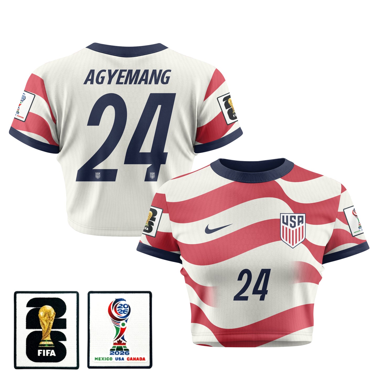Patrick Agyemang 24 Women's USMNT 2026 Home All-Over Print Cropped Jersey