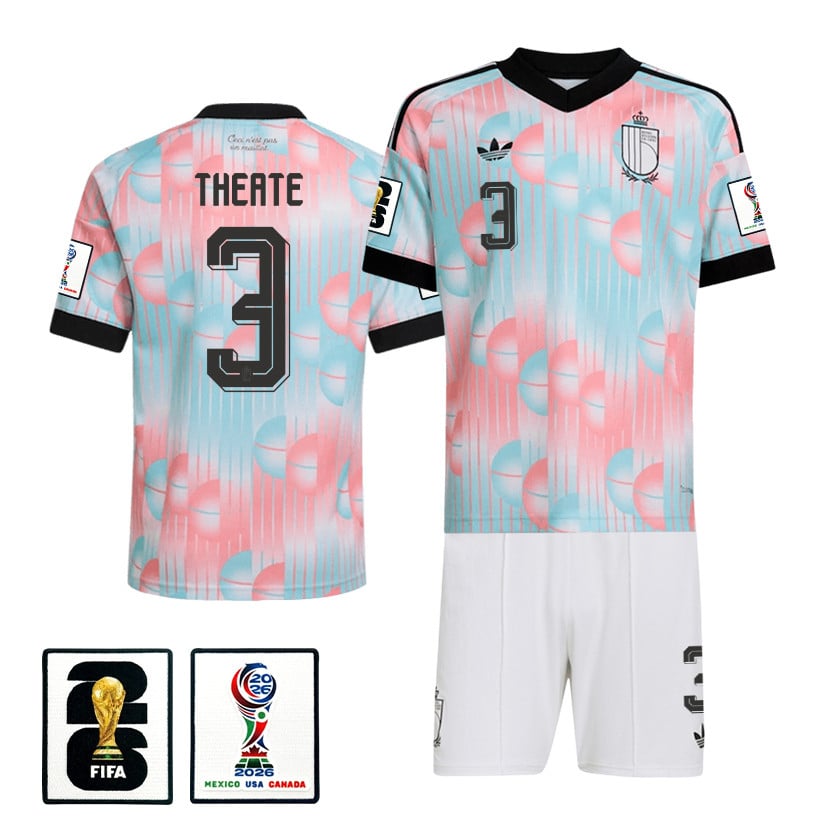 Arthur Theate 3 Belgium 2026 Away Men Jersey & Shorts Set – Light Blue