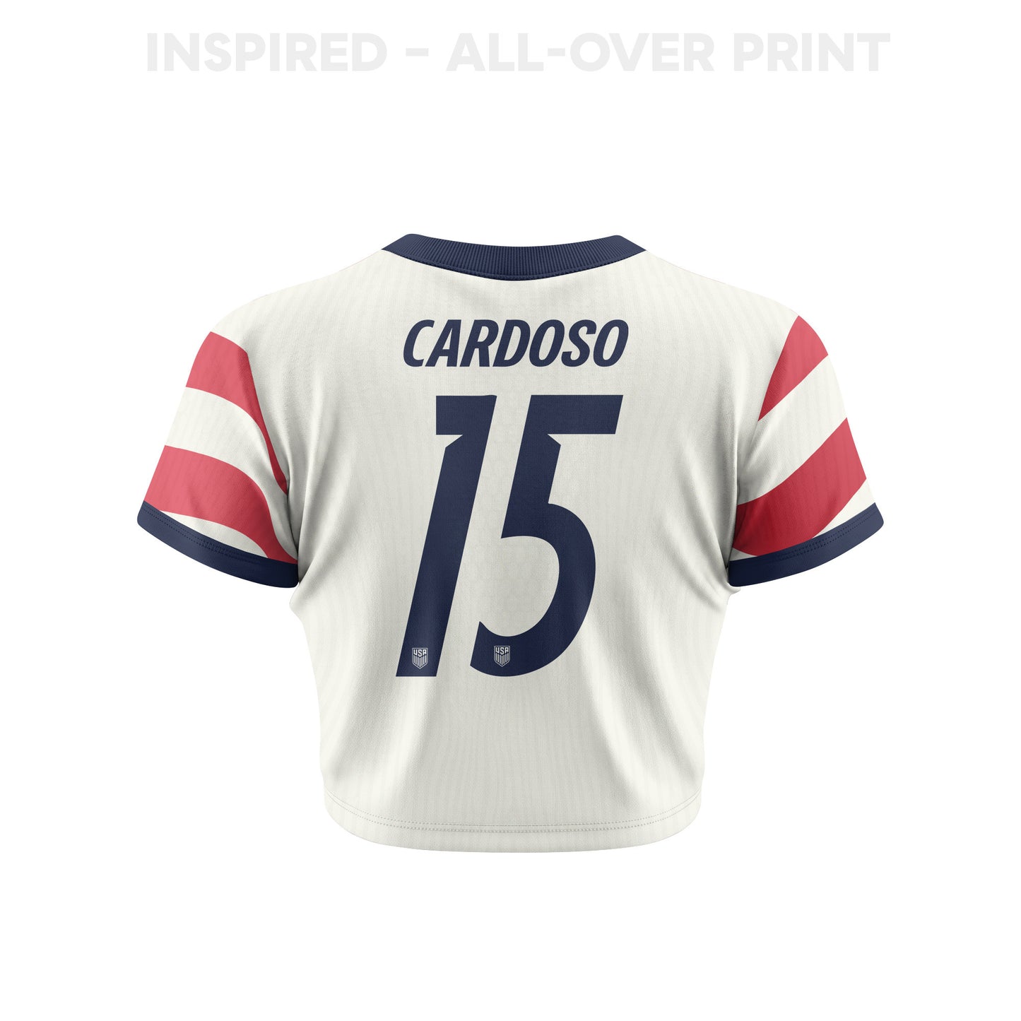 Johnny Cardoso 15 Women's USMNT 2026 Home All-Over Print Cropped Jersey