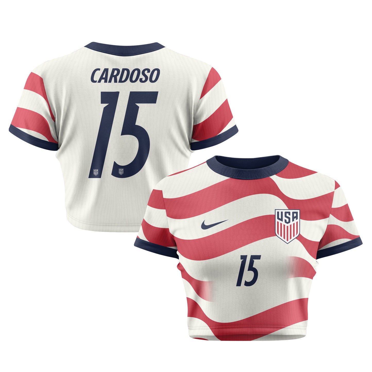 Johnny Cardoso 15 Women's USMNT 2026 Home All-Over Print Cropped Jersey
