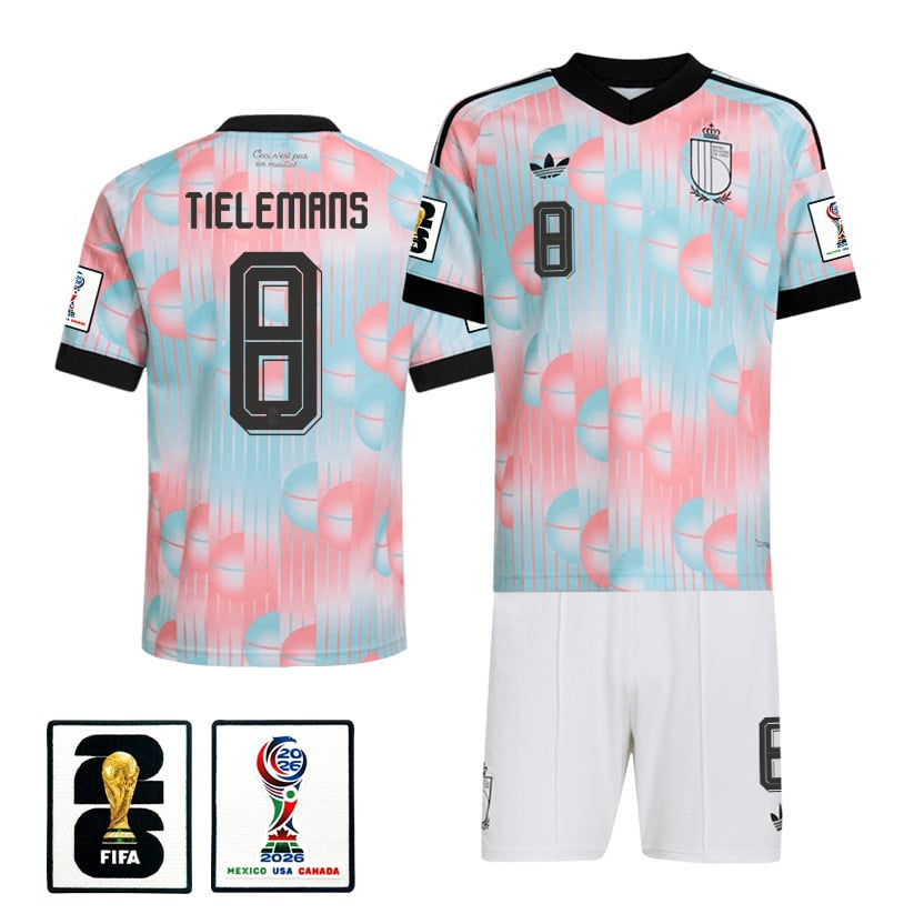 Youri Tielemans 8 Belgium 2026 Away Men Jersey & Shorts Set – Light Blue