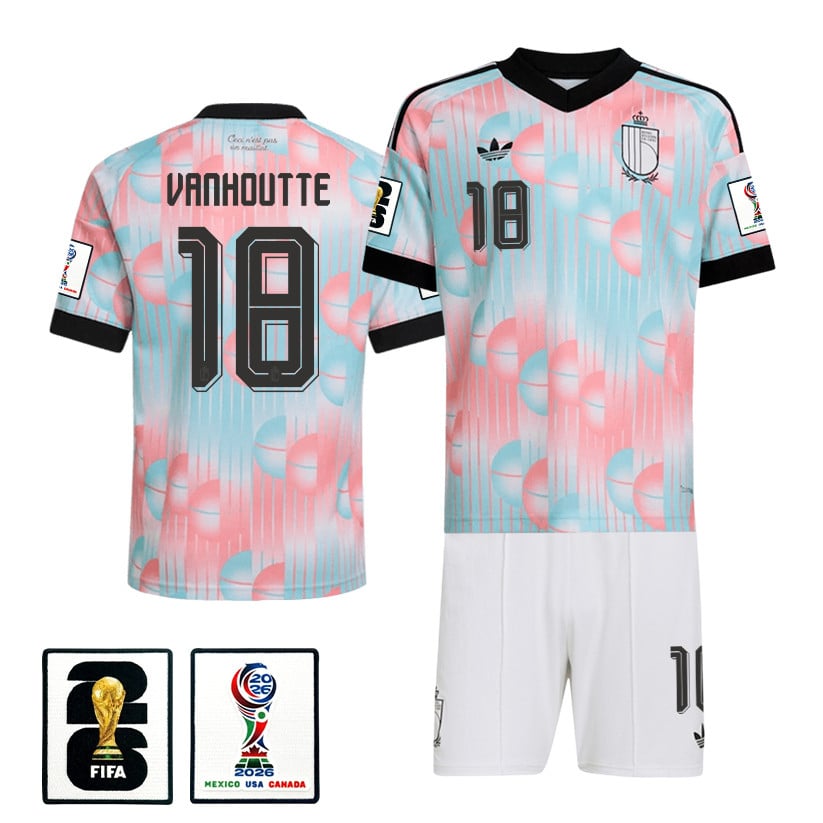 Charles Vanhoutte 18 Belgium 2026 Away Men Jersey & Shorts Set – Light Blue