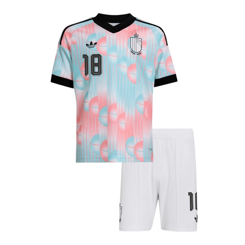 Amadou Onana 18 Belgium 2026 Away Men Jersey & Shorts Set – Light Blue