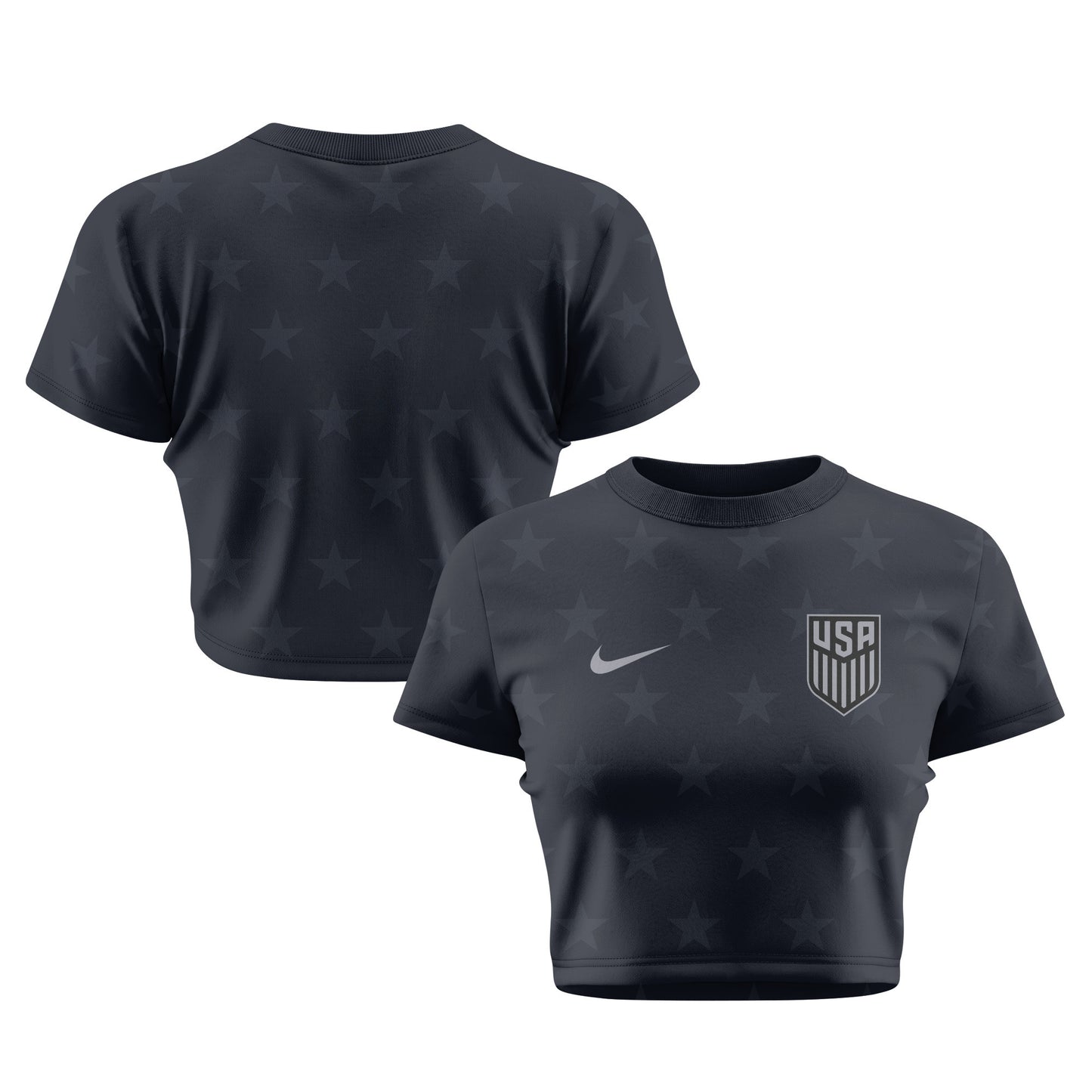 USMNT 2026 Women's Away All-Over Print Cropped Jersey - Black