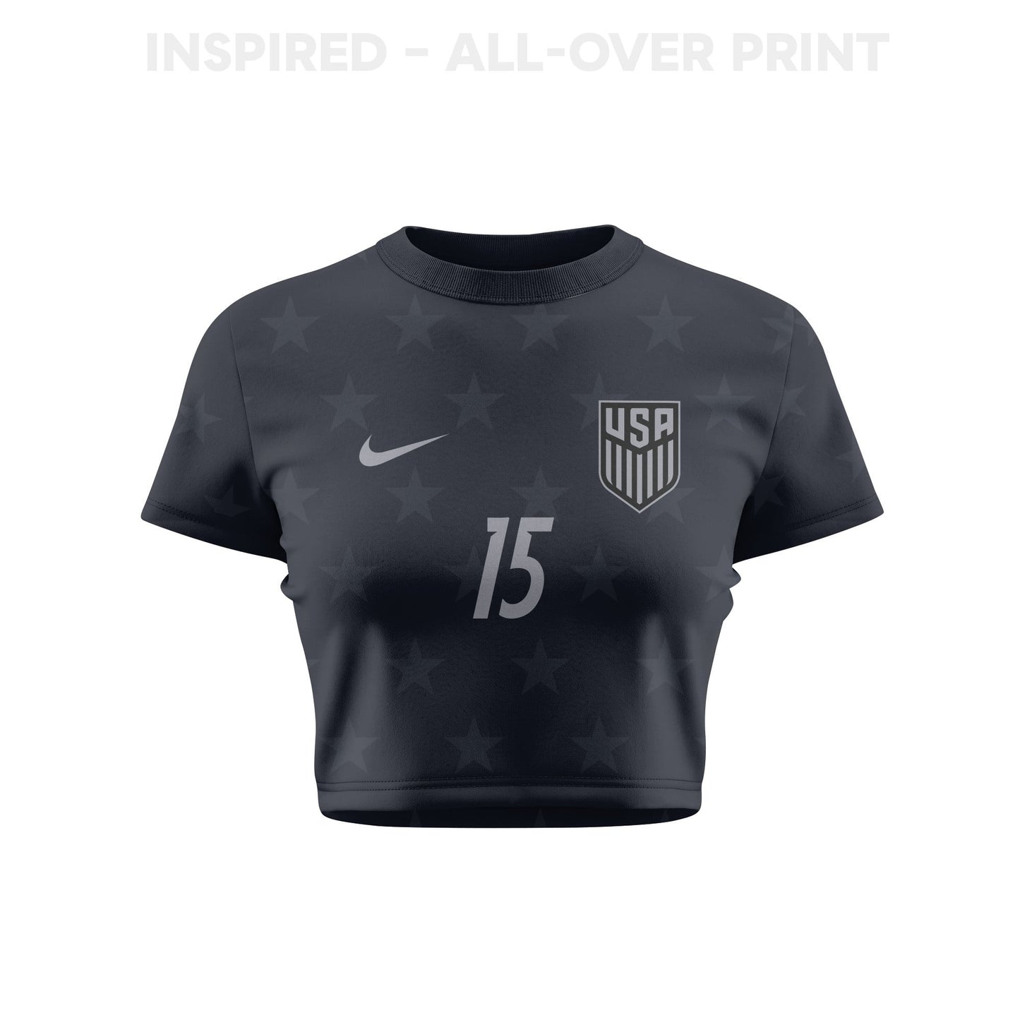 Johnny Cardoso 15 USMNT 2026 Women's Away All-Over Print Cropped Jersey - Black