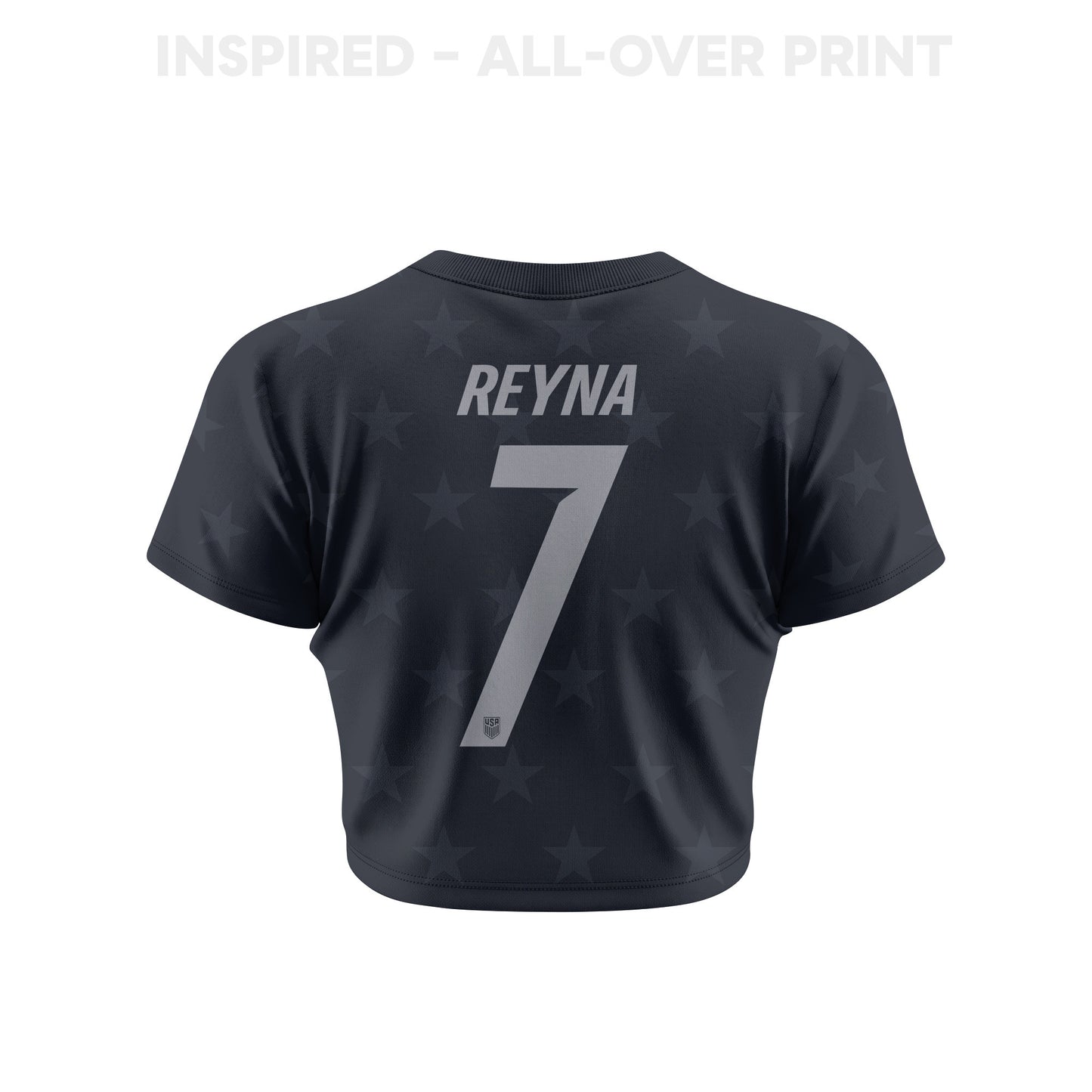 Giovanni Reyna 7 USMNT 2026 Women's Away All-Over Print Cropped Jersey - Black