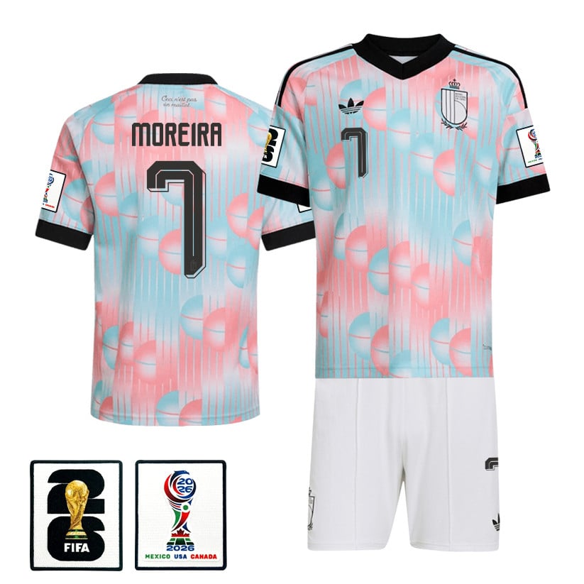 Diego Moreira 7 Belgium 2026 Away Men Jersey & Shorts Set – Light Blue