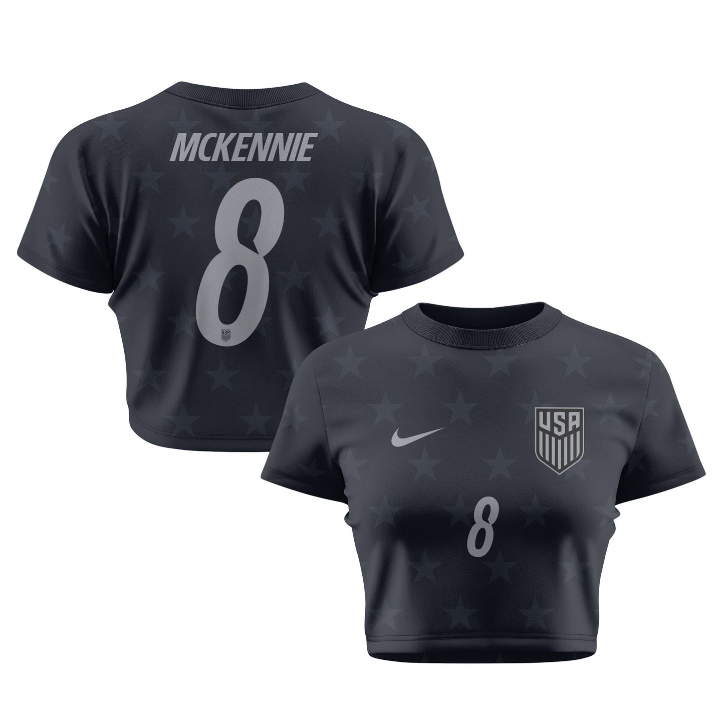 Weston McKennie 8 USMNT 2026 Women's Away All-Over Print Cropped Jersey - Black