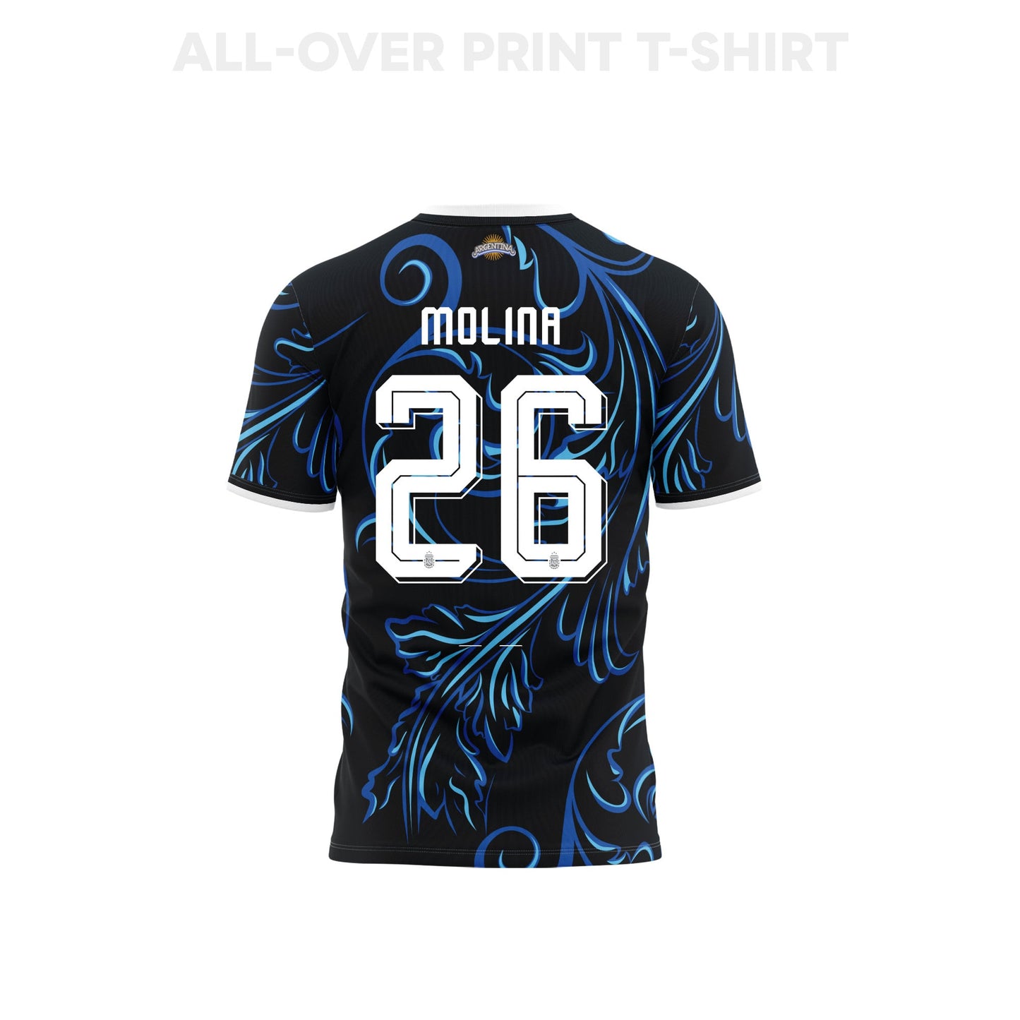 Nahuel Molina 26 Youth Argentina 2026 Away 3D T-shirt Fully Printed – Black