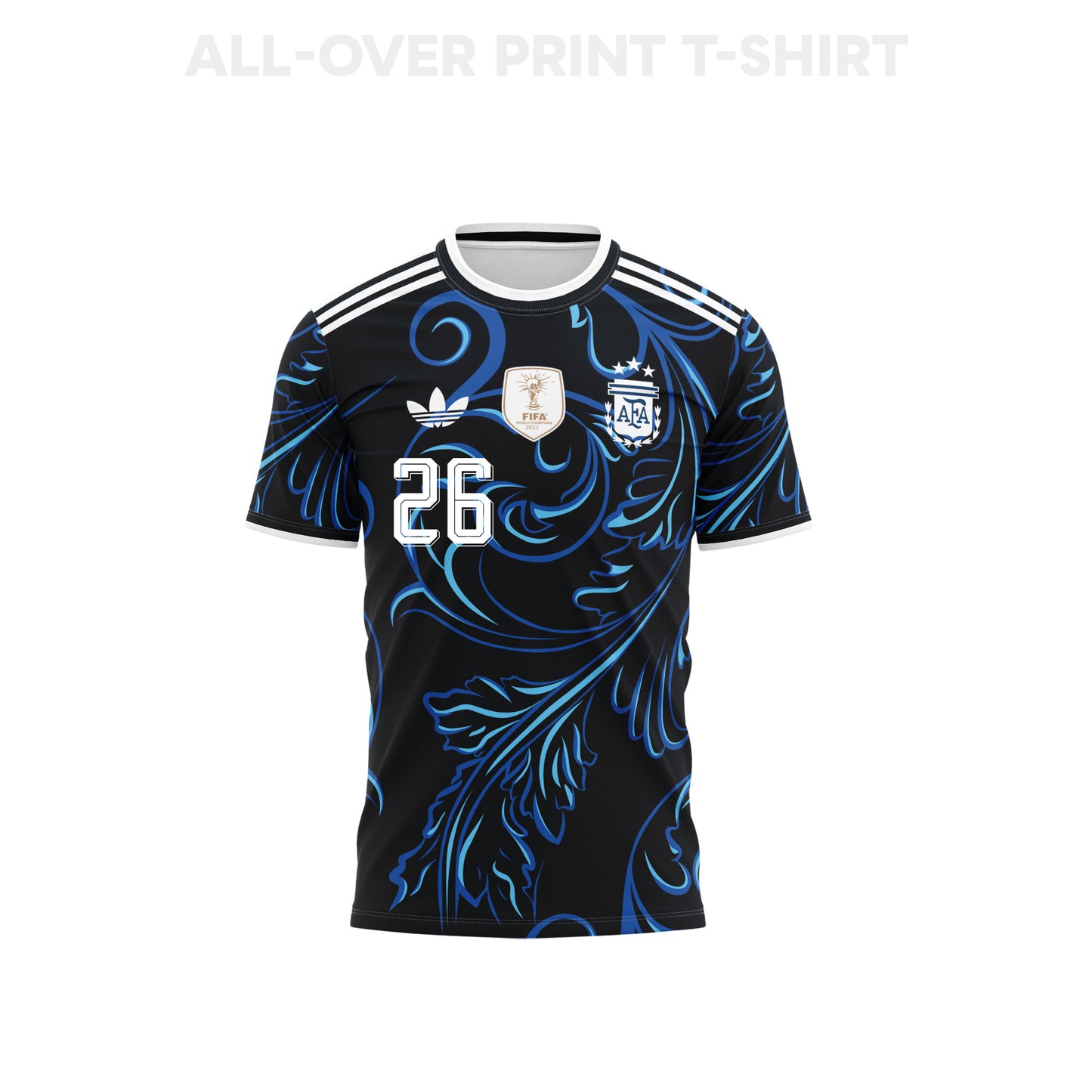 Nahuel Molina 26 Youth Argentina 2026 Away 3D T-shirt Fully Printed – Black