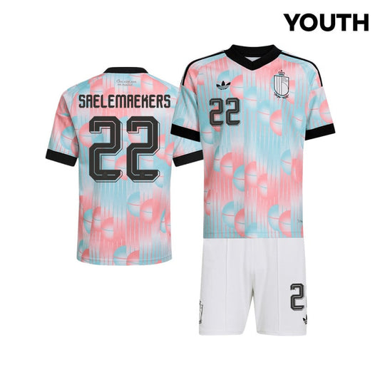 Alexis Saelemaekers 22 Belgium 2026 YOUTH Away Jersey & Shorts Set - Light Blue