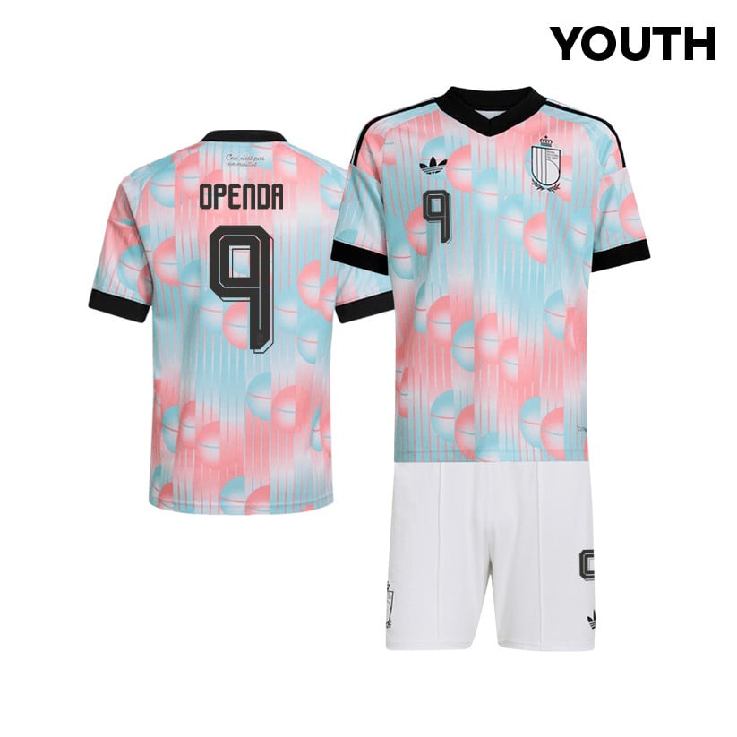 Loïs Openda 9 Belgium 2026 YOUTH Away Jersey & Shorts Set - Light Blue