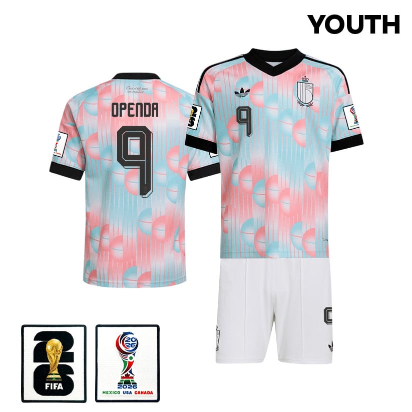 Loïs Openda 9 Belgium 2026 YOUTH Away Jersey & Shorts Set - Light Blue