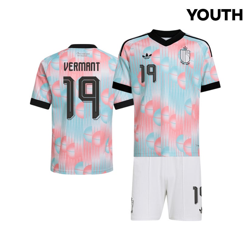 Romeo Vermant 19 Belgium 2026 YOUTH Away Jersey & Shorts Set - Light Blue