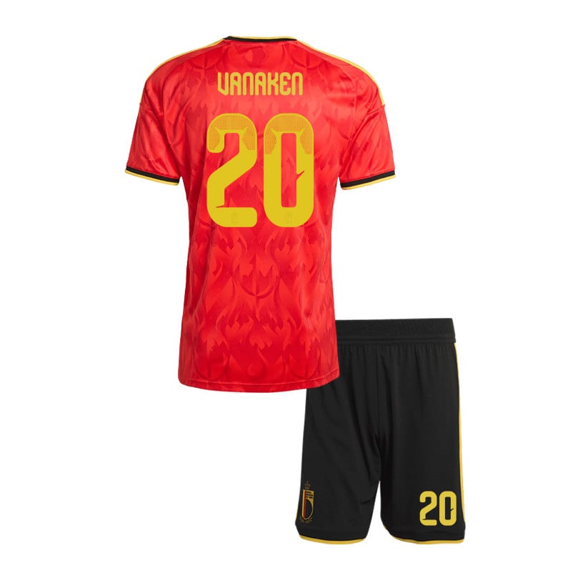 Hans Vanaken 20 Belgium 2026 YOUTH Home Jersey & Shorts Set - Red/Black