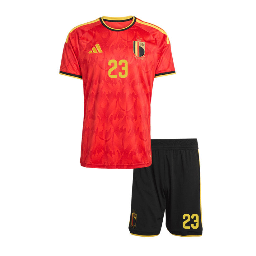 Nicolas Raskin 23 Belgium 2026 YOUTH Home Jersey & Shorts Set - Red/Black