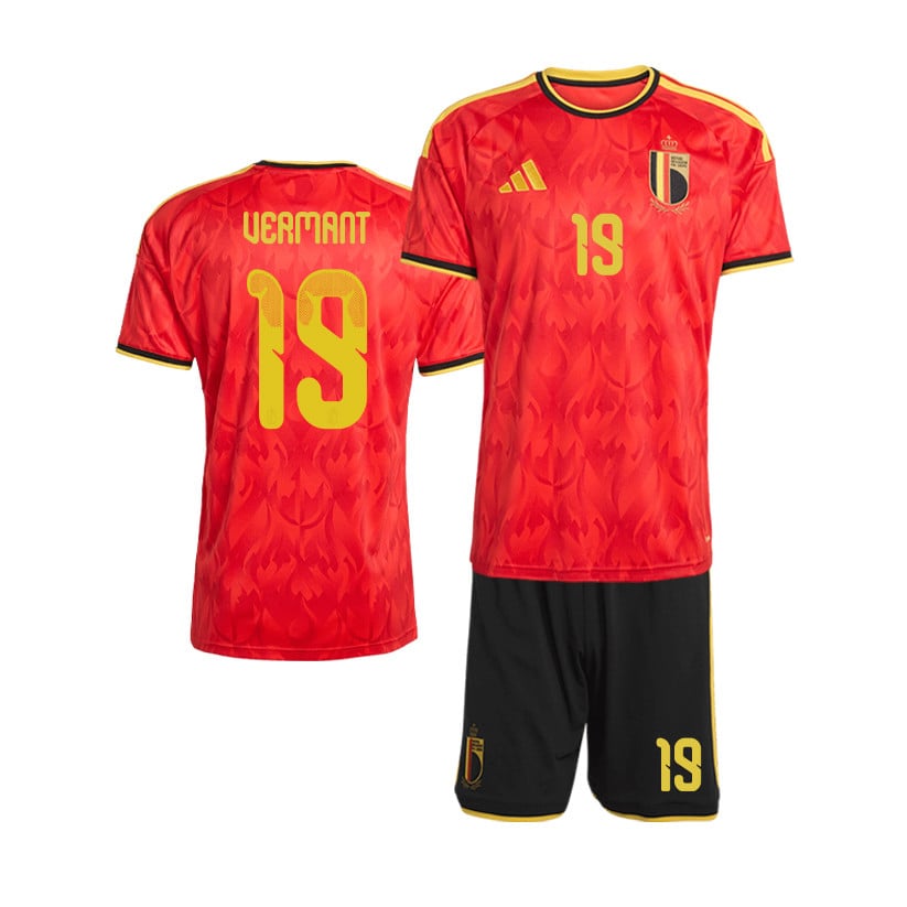 Romeo Vermant 19 Belgium 2026 Home Men Jersey & Shorts Set – Red/Black