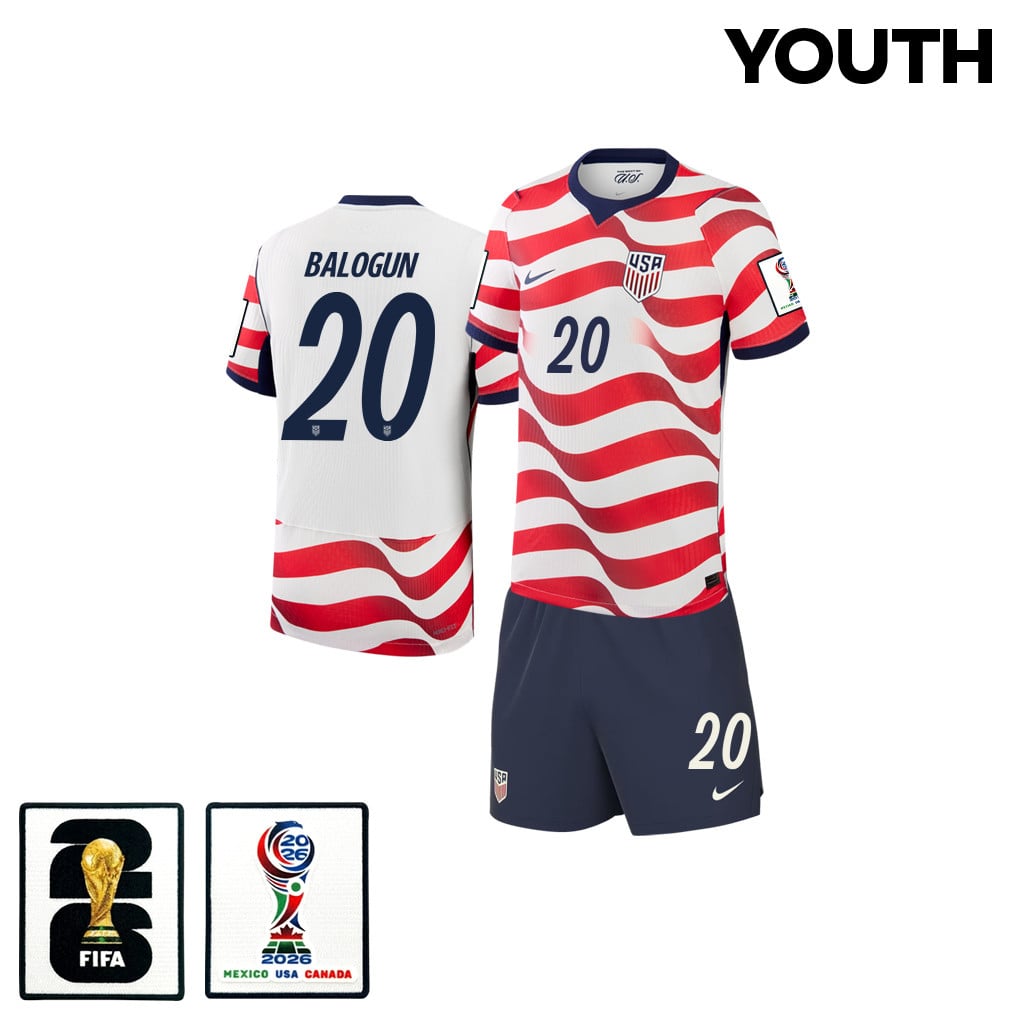 Folarin Balogun 20 USMNT 2026 YOUTH Home Jersey & Shorts Set