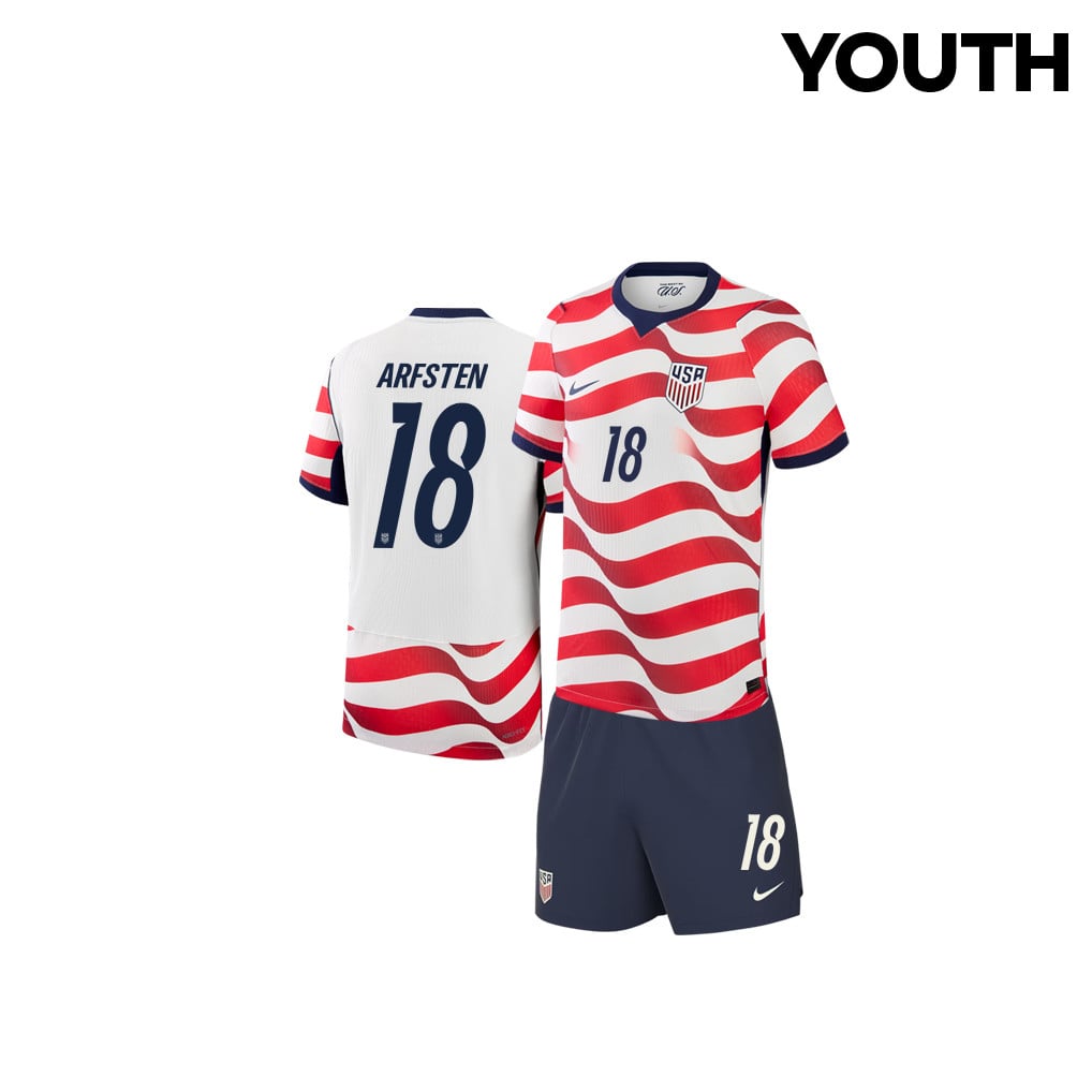 Max Arfsten 18 USMNT 2026 YOUTH Home Jersey & Shorts Set