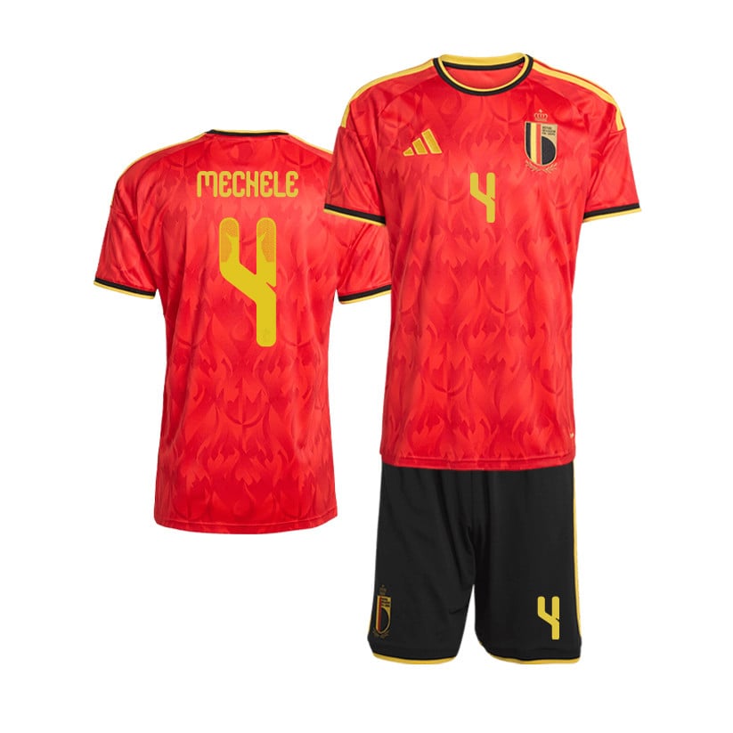 Brandon Mechele 4 Belgium 2026 Home Men Jersey & Shorts Set – Red/Black