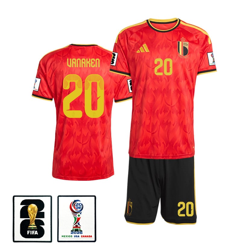Hans Vanaken 20 Belgium 2026 Home Men Jersey & Shorts Set – Red/Black