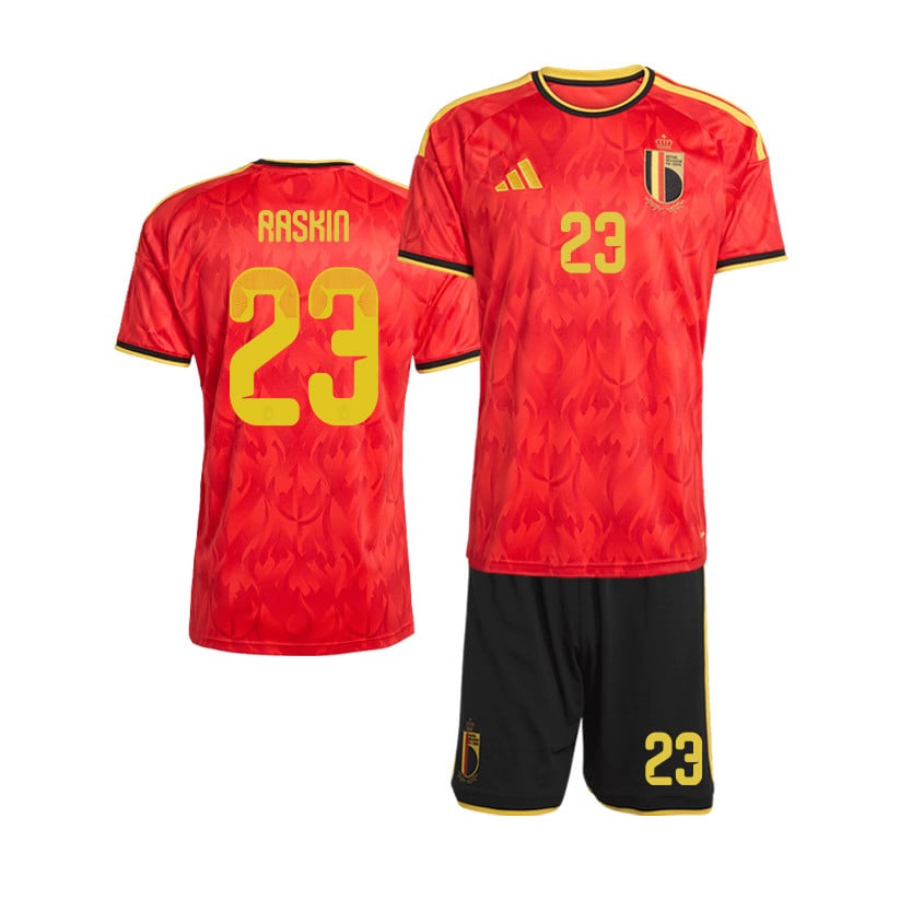 Nicolas Raskin 23 Belgium 2026 Home Men Jersey & Shorts Set – Red/Black