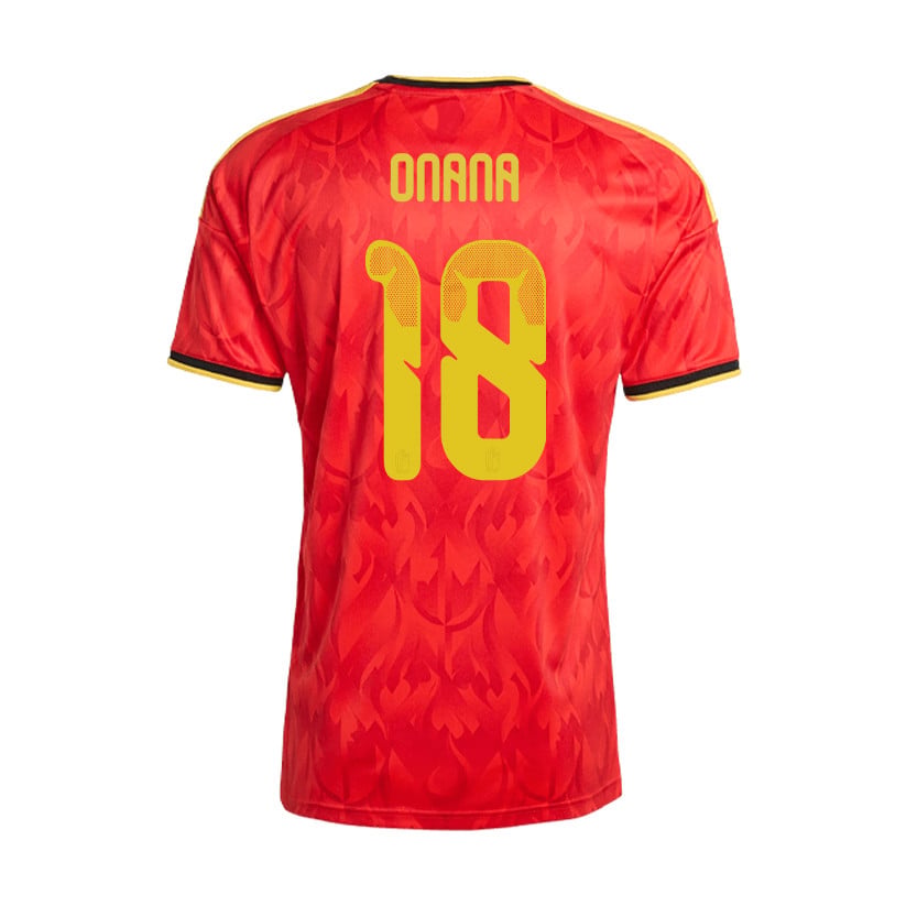 Amadou Onana 18 Belgium 2026 Home Men Jersey & Shorts Set – Red/Black