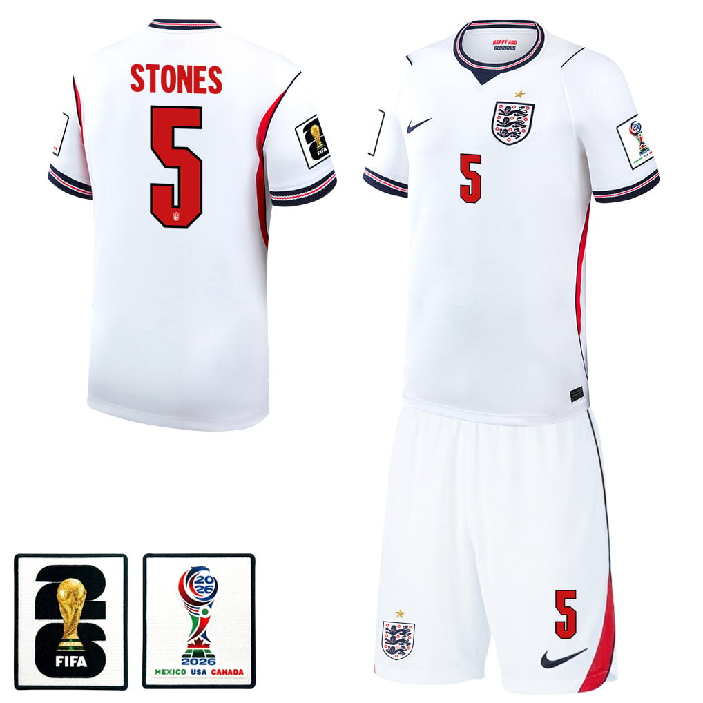John Stones 5 England 2026 Home Men Jersey & Shorts Set – White