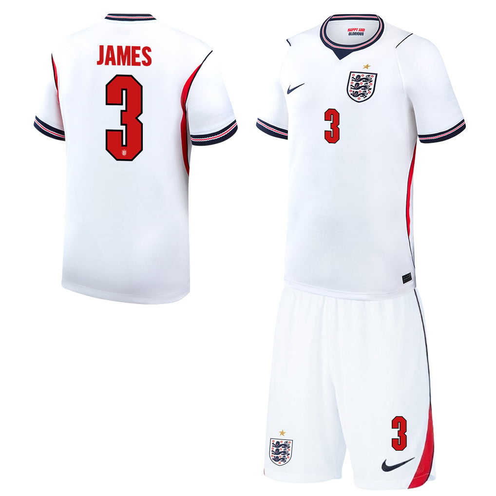 Reece James 3 England 2026 Home Men Jersey & Shorts Set – White