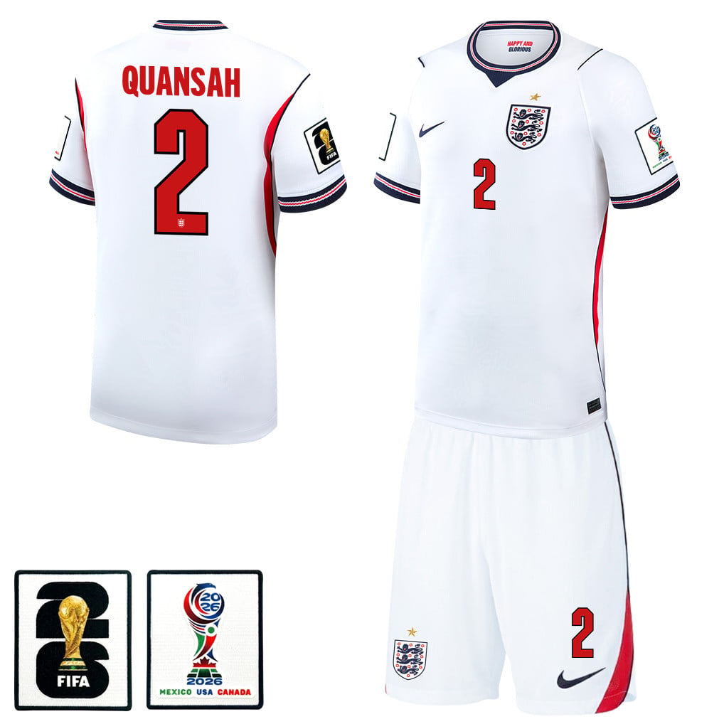 Jarell Quansah 2 England 2026 Home Men Jersey & Shorts Set – White