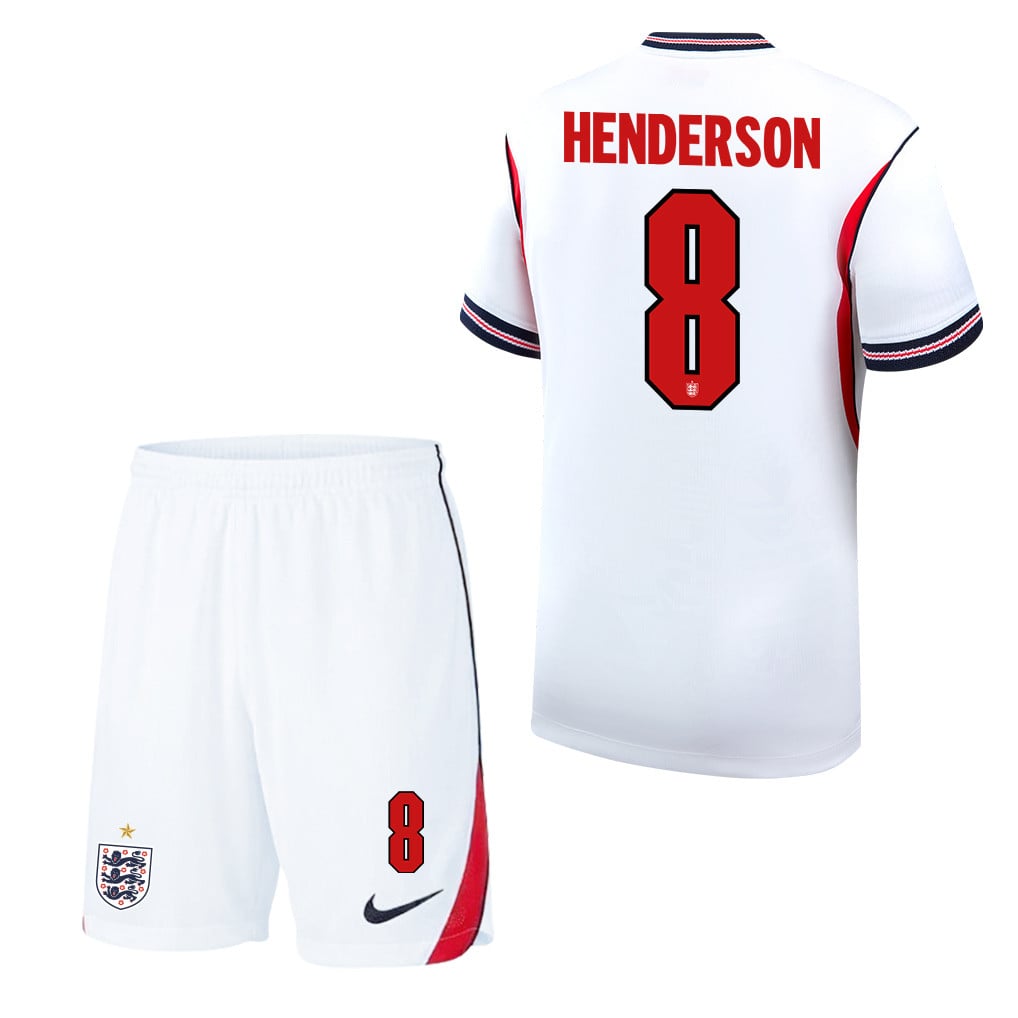 Jordan Henderson 8 England 2026 Home Men Jersey & Shorts Set – White