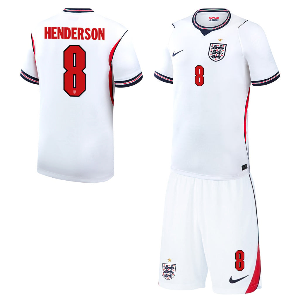 Jordan Henderson 8 England 2026 Home Men Jersey & Shorts Set – White