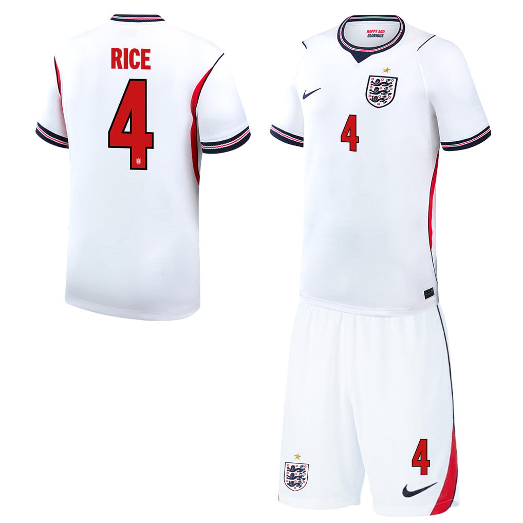 Declan Rice 4 England 2026 Home Men Jersey & Shorts Set – White