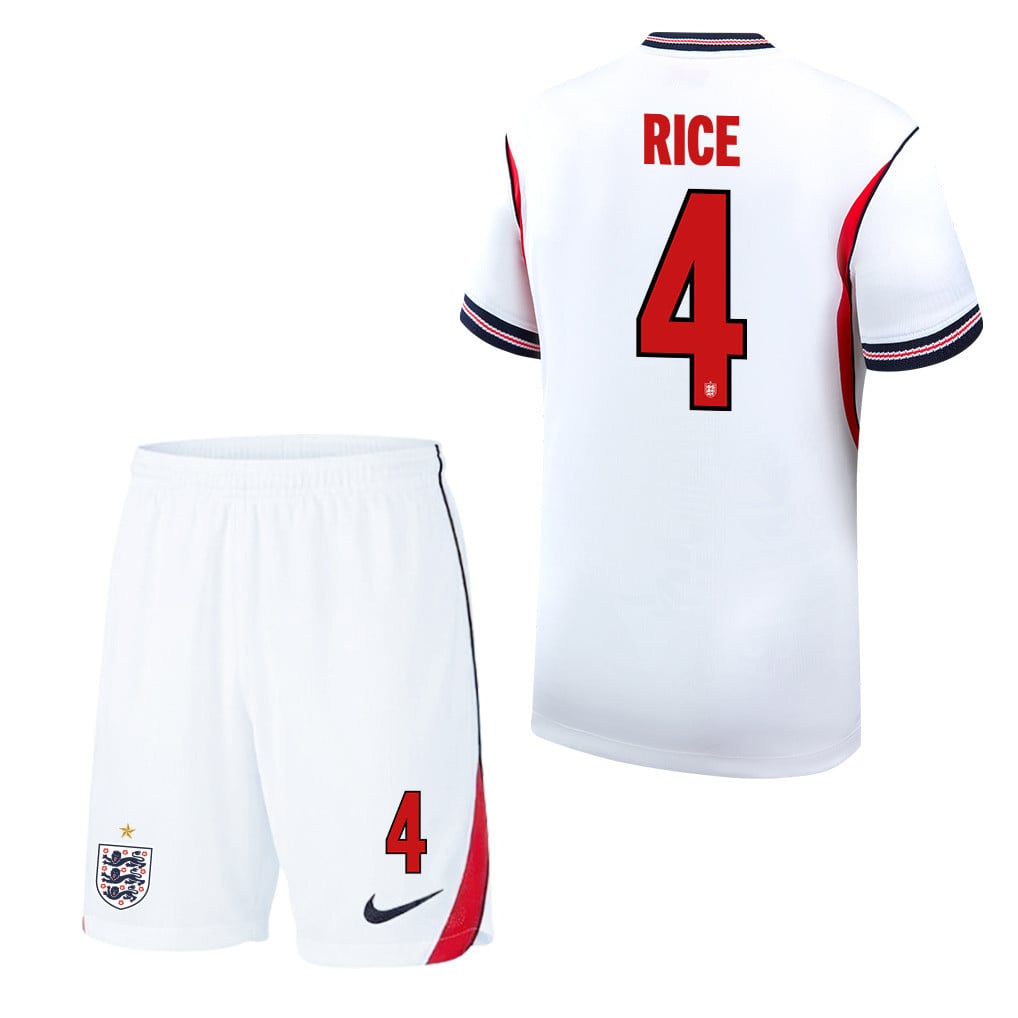 Declan Rice 4 England 2026 Home Men Jersey & Shorts Set – White