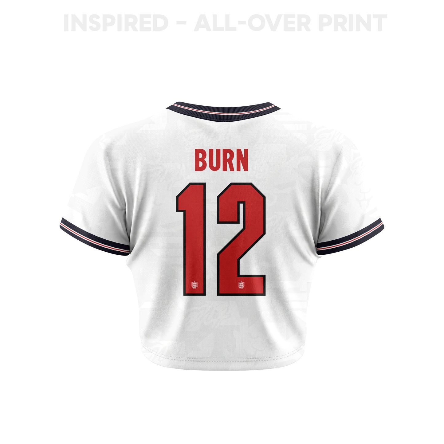 Dan Burn 12 England 2026 Women's Home All-Over Print Cropped Jersey - White