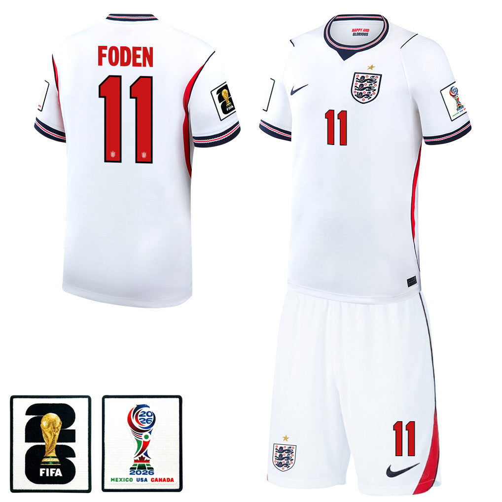 Phil Foden 11 England 2026 Home Men Jersey & Shorts Set – White